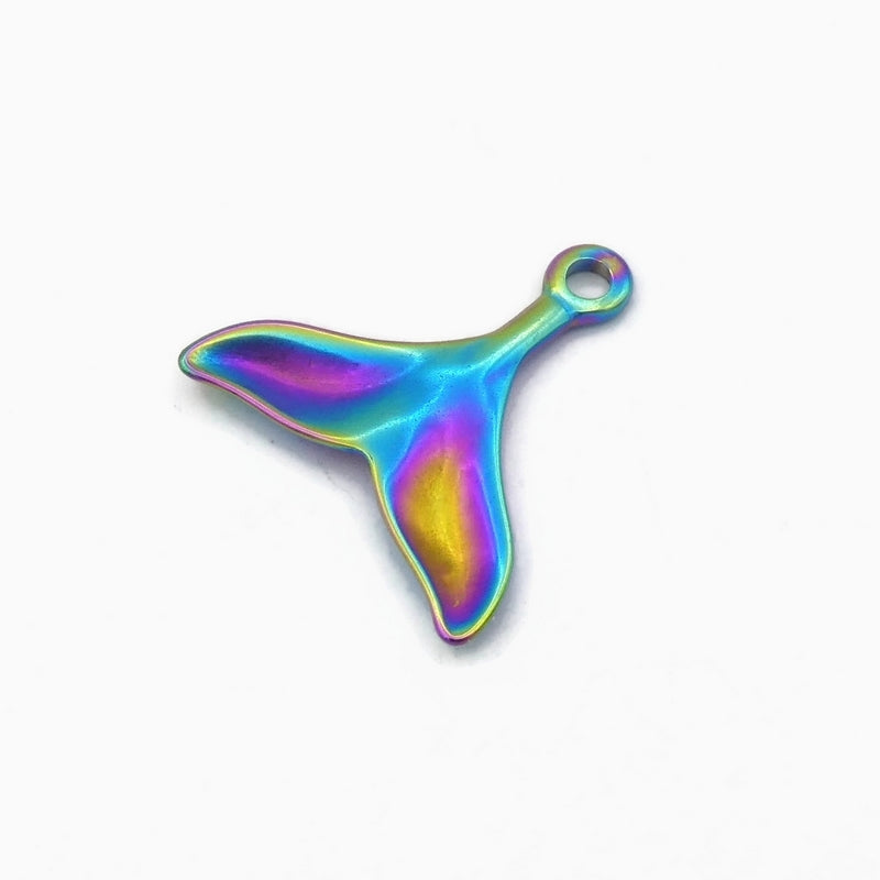 2 Rainbow Anodized Stainless Steel Mermaid Tail Pendants