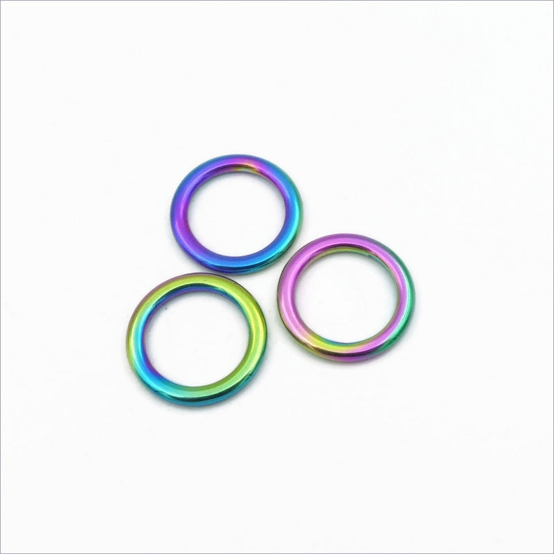 3 Solid Rainbow Anodized Stainless Steel 17mm Closed Jump Rings