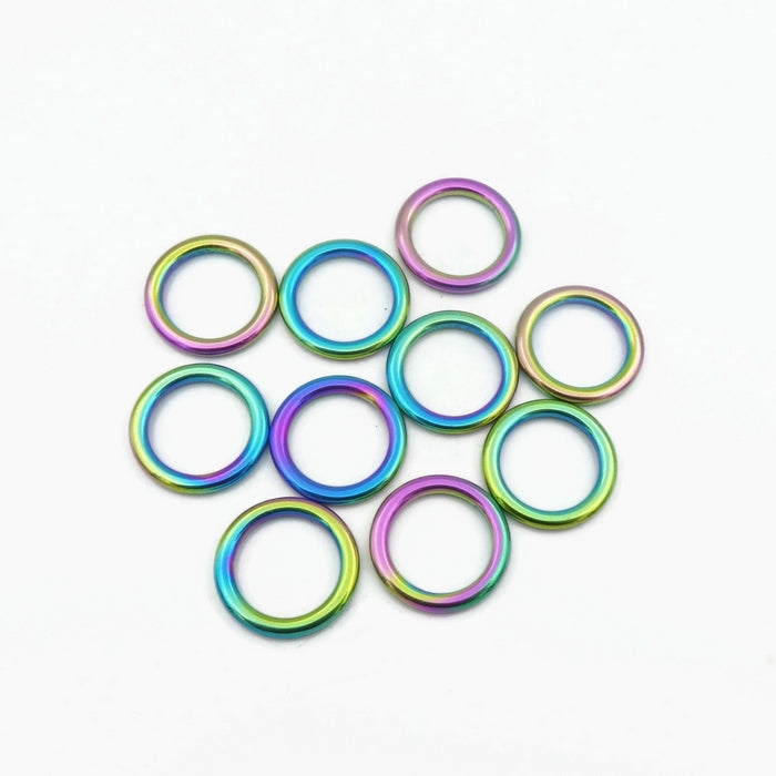 3 Solid Rainbow Anodized Stainless Steel 17mm Closed Jump Rings