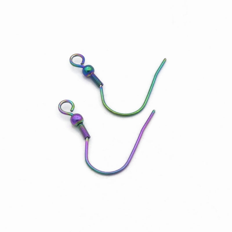 10 Pairs Rainbow Anodized Stainless Steel Earring Hooks