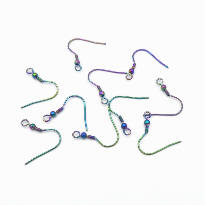 10 Pairs Rainbow Anodized Stainless Steel Earring Hooks