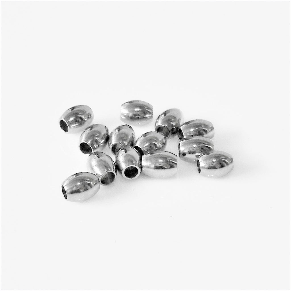 50 Stainless Steel 5mm x 4mm Rice Beads