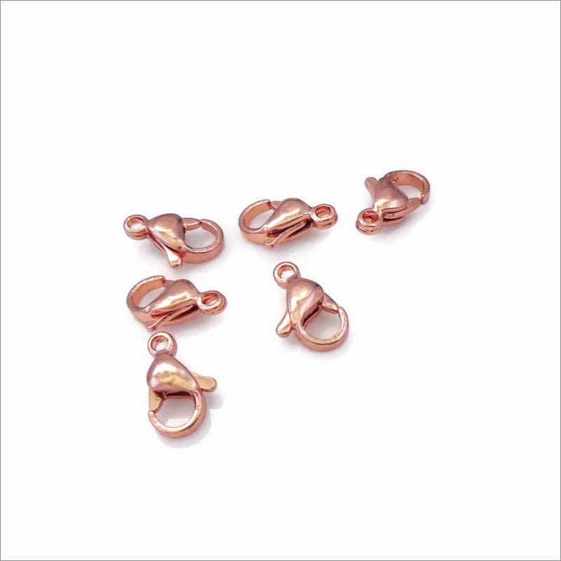 10 Stainless Steel Rose Gold Tone 11mm Lobster Claw Parrot Clasps