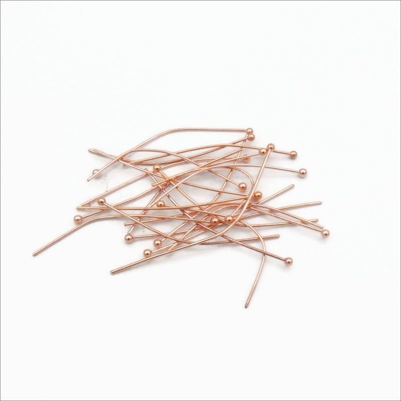 50 Rose Gold Tone Plated Stainless Steel 40mm Ball Head Pins