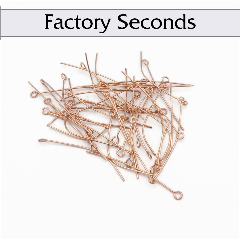 100 Unsorted Rose Gold Tone Stainless Steel 40mm Eye Pins