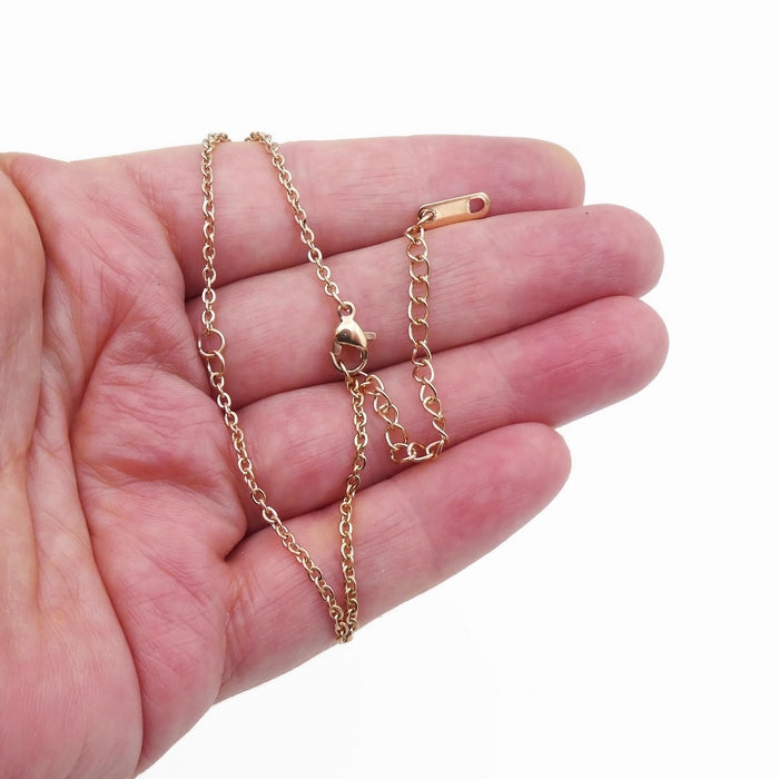 3 Rose Gold Tone Stainless Steel Fine Chain Charm Bracelet Blanks
