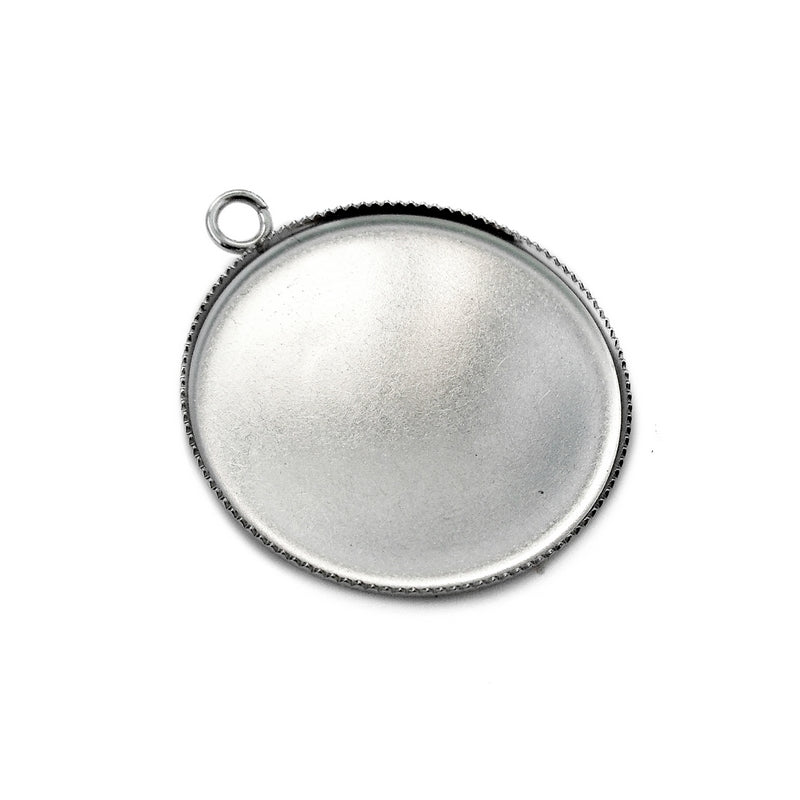 10 Stainless Steel 25mm Round Cabochon Pendant Settings