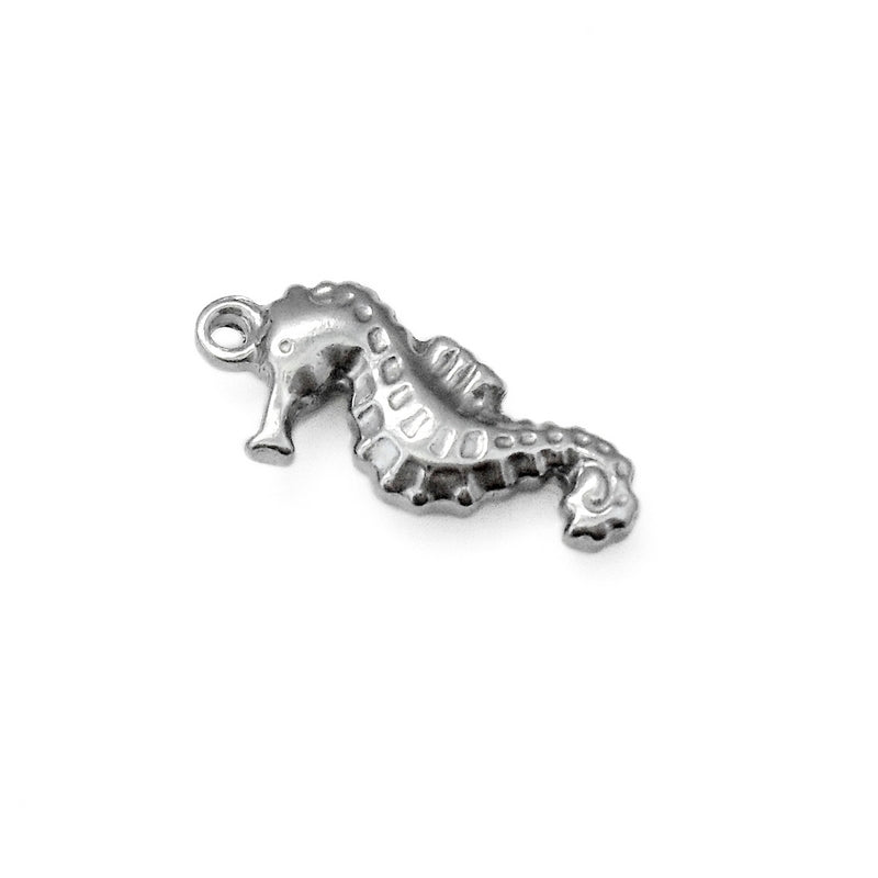 5 Small Solid Stainless Steel Seahorse Charms