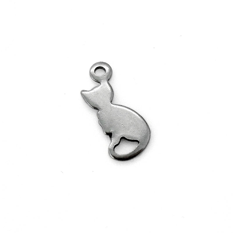 20 Tiny Stainless Steel Cat Charms