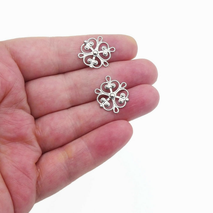 20 Small Dotted Stainless Steel Filigree Chandelier Joiners
