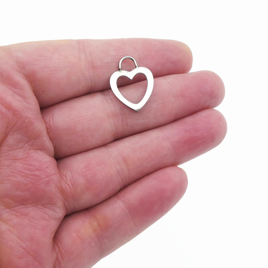 3 Stainless Steel Hollow Heart Charms