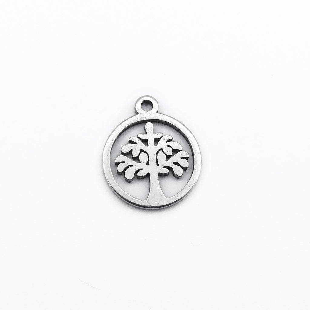 10 Small Stainless Steel Tree of Life Charms
