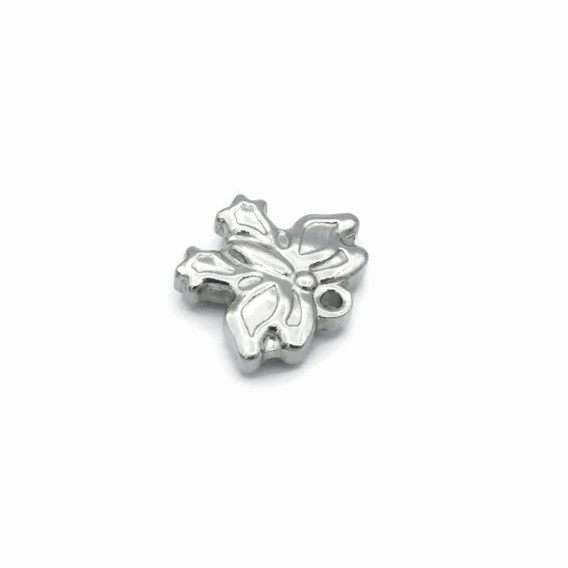 5 Small Solid Stainless Steel Butterfly Charms
