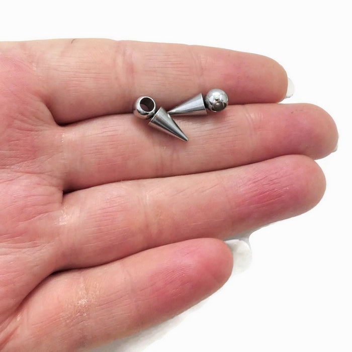 10 Stainless Steel Cone Spike Charms