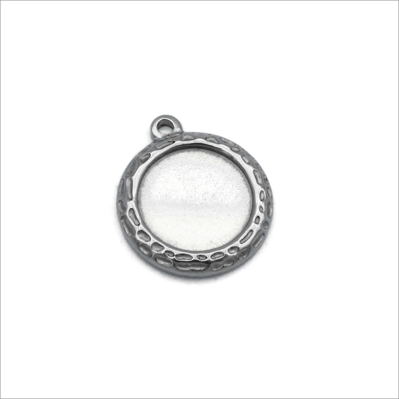 3 Solid Stainless Steel 16mm Round Cabochon Pendant Settings
