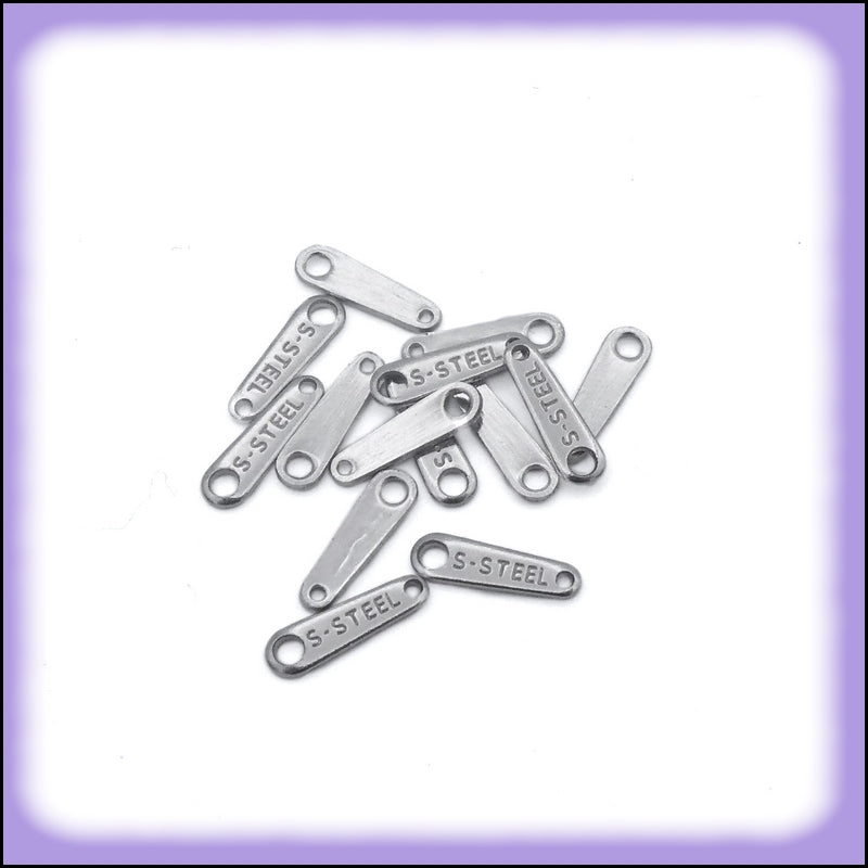 50 Stainless Steel Chain Tabs Stamped S Steel