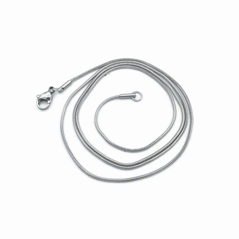 2 Stainless Steel 1.2mm Snake Chain Necklaces