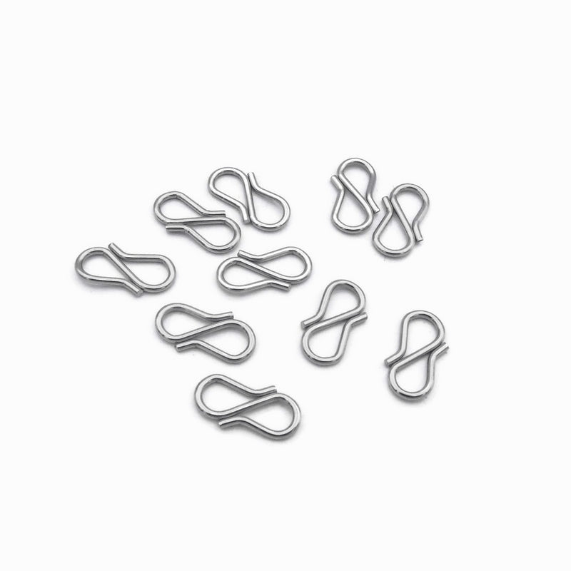 50 Stainless Steel Small 12mm S Hook Clasps