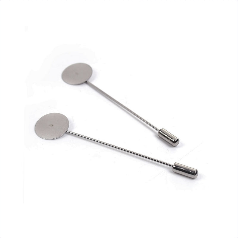 10 Stainless Steel 77mm Lapel Sticks with 15mm Pad