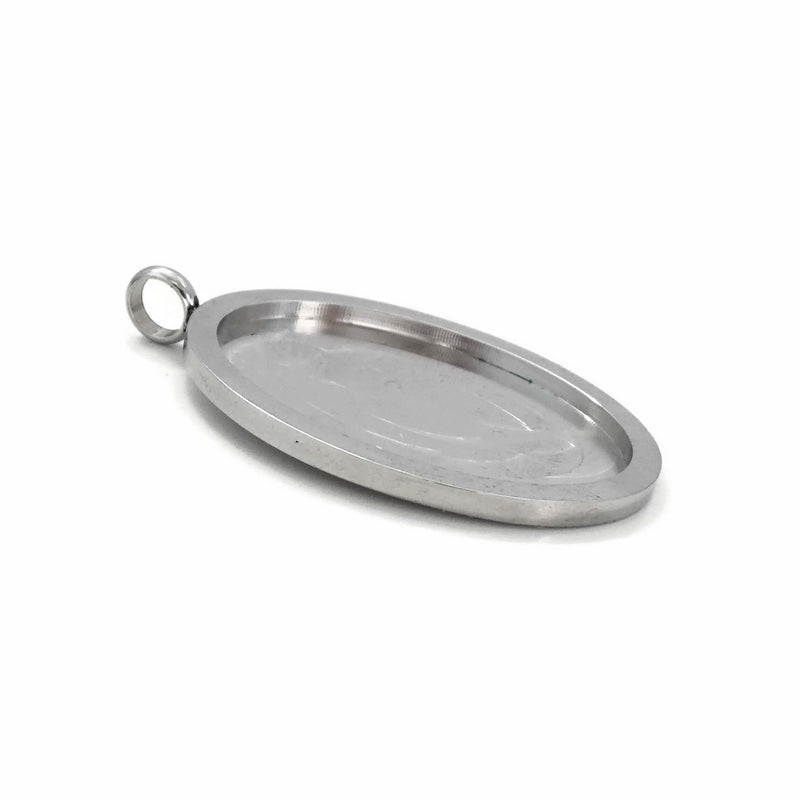 Stainless Steel 25mm x 35mm Oval Cabochon Pendant Settings