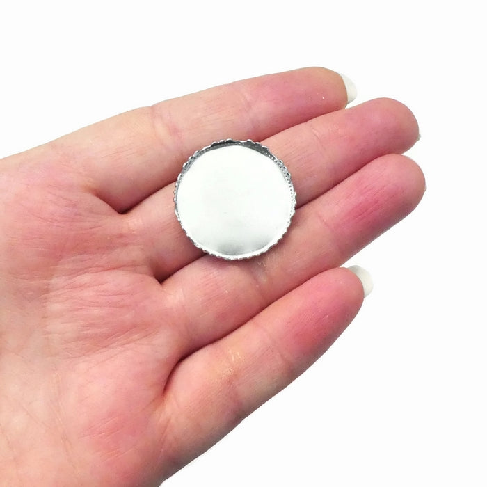 10 Stainless Steel 25mm Round Cabochon Tray Crown Bezel Settings