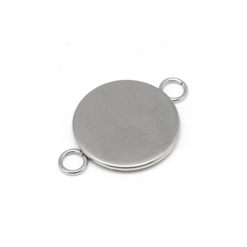 10 Stainless Steel 25mm Round Cabochon Bezel Connector Settings