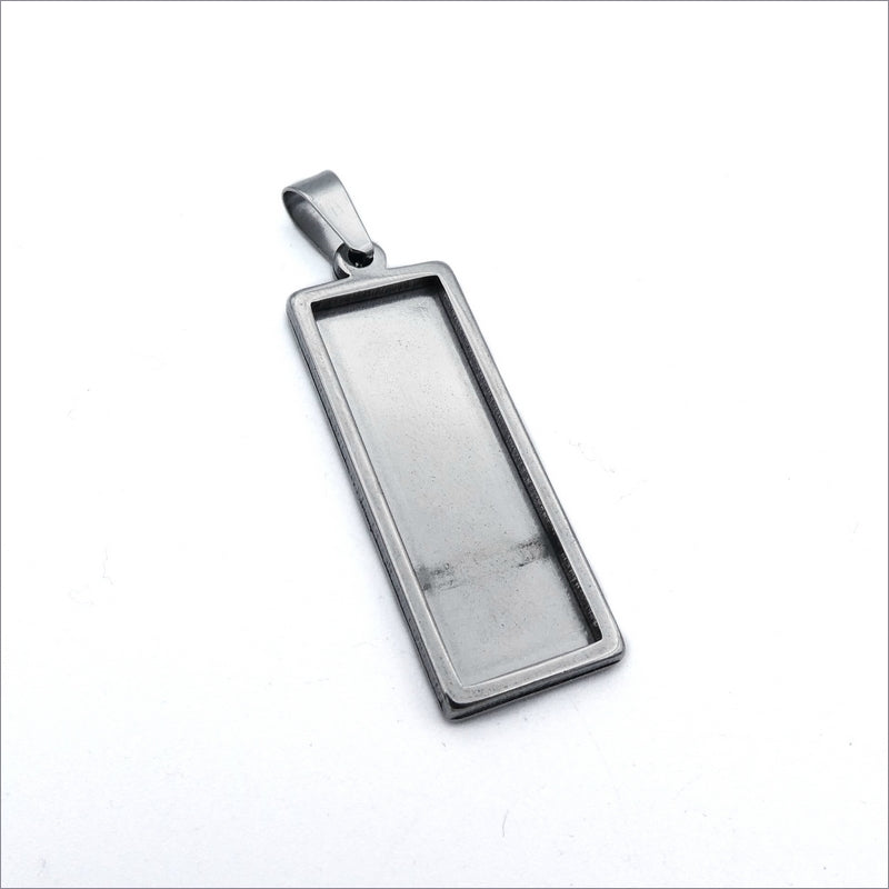 3 Stainless Steel 30mm x 10mm Rectangle Pendant Settings