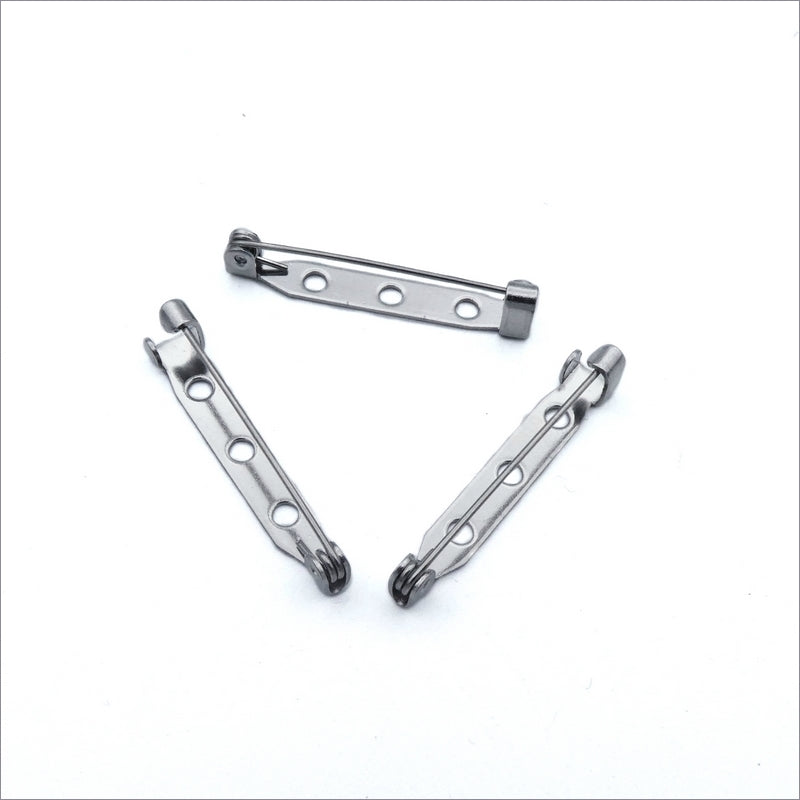 15 Stainless Steel 32mm Brooch Pin Backings