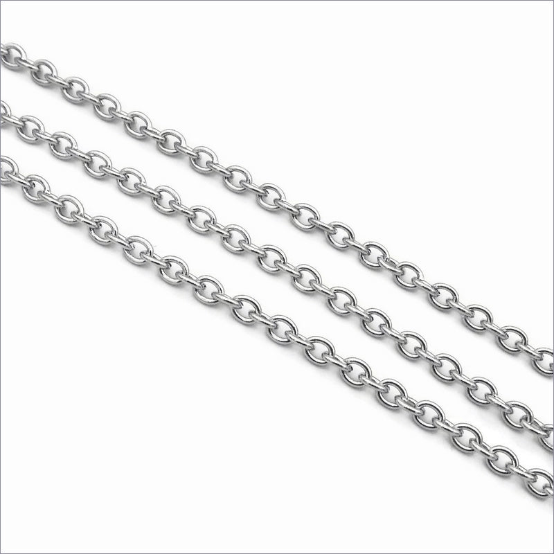 5m Stainless Steel 3mm x 2mm Cable Chain 22 Gauge Open Links