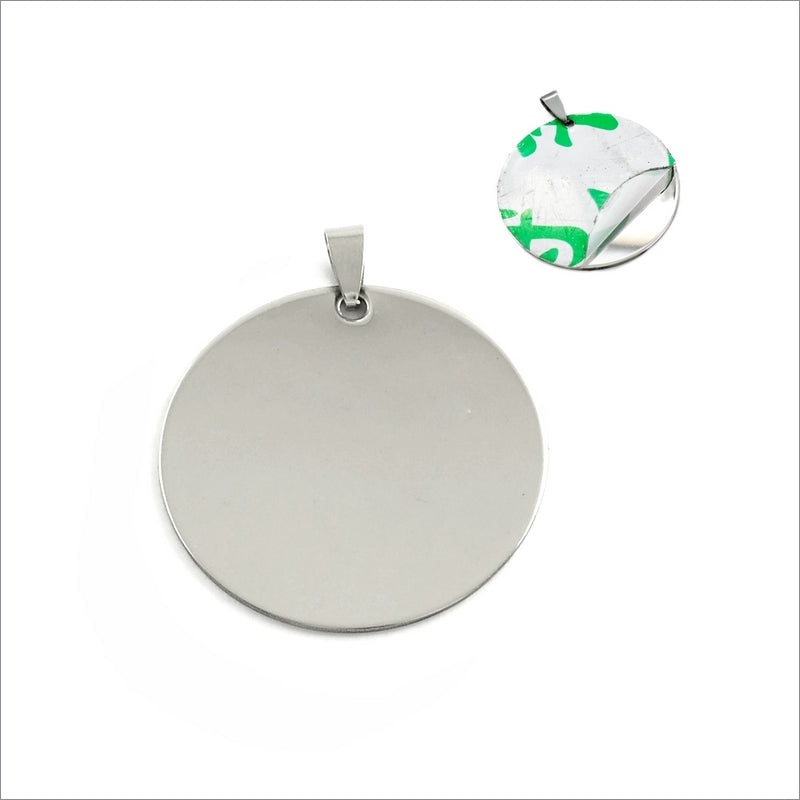 10 Large 42mm Round Stainless Steel Blank Stamping Tags