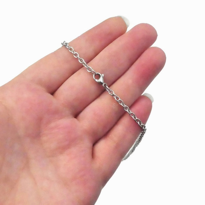5 Stainless Steel 60cm Cable Chain Necklaces 4mm x 3mm Links