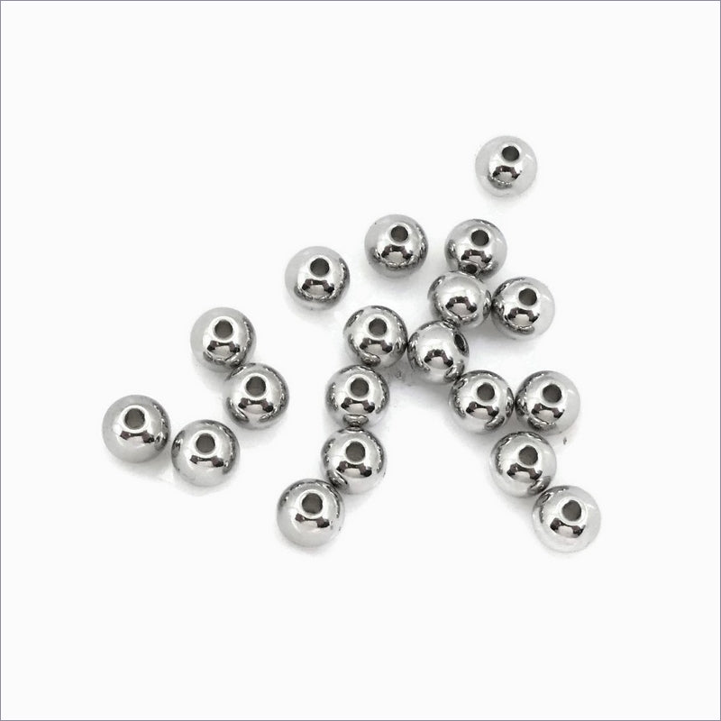 25 Stainless Steel 6mm x 5mm Drum Beads 1.5mm Hole