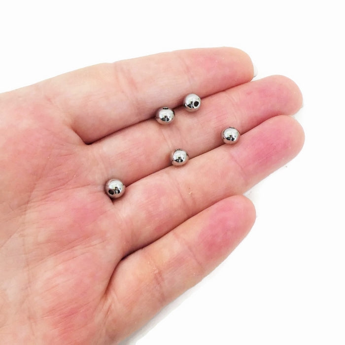 25 Stainless Steel 6mm x 5mm Drum Beads 1.5mm Hole