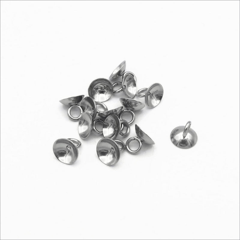 15 Stainless Steel 8mm x 7mm Cap Bails