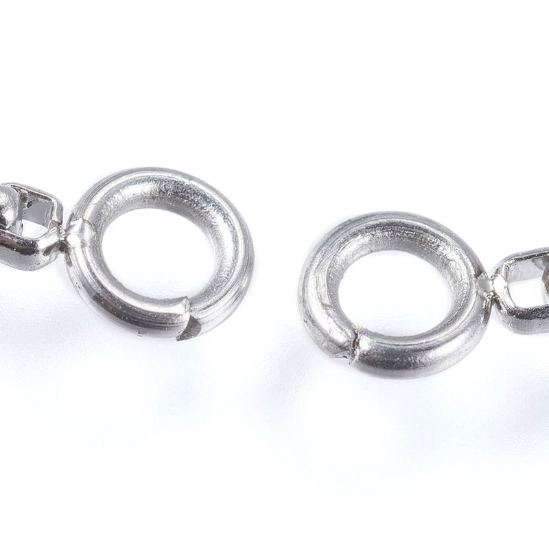 2 Stainless Steel Adjustable Rolo Chain Bracelet Blanks with Sliders