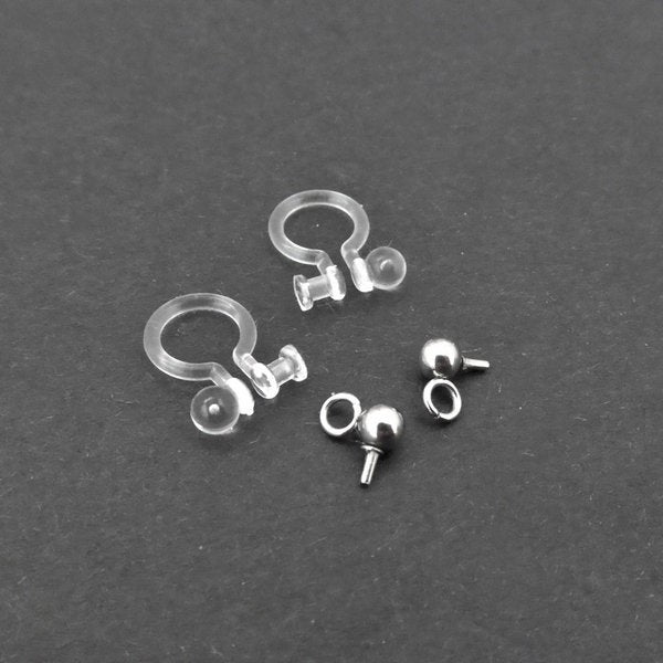 10 Sets Silicone & Stainless Steel Clip-On Earring Finding Components
