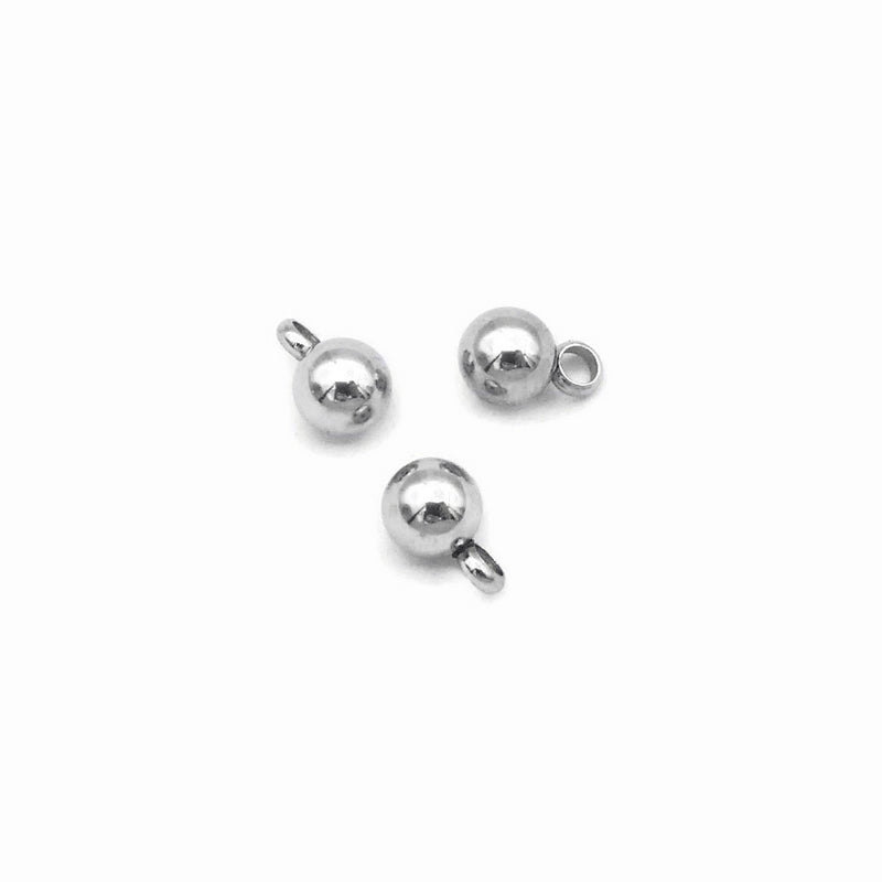 25 Stainless Steel 5mm Round Ball Charm Extender Chain Drops