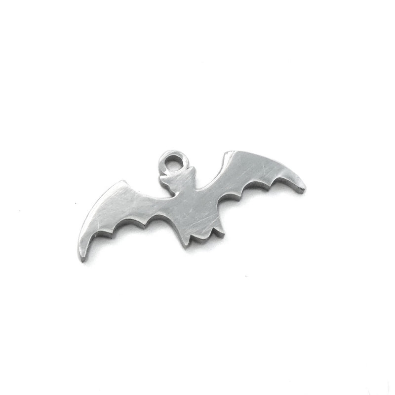 10 Small Stainless Steel Flying Bat Charms