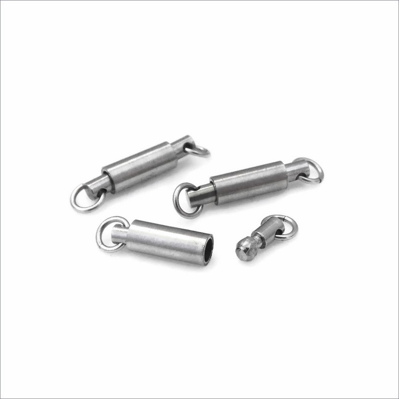 3 Sets Frosted Stainless Steel Barrel Bayonet Clasps