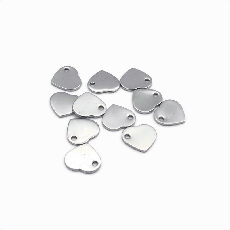 15 Small 10mm Blank Stainless Steel Heart Stamping Tags