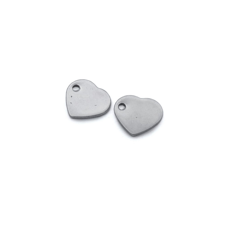 15 Small 10mm Blank Stainless Steel Heart Stamping Tags