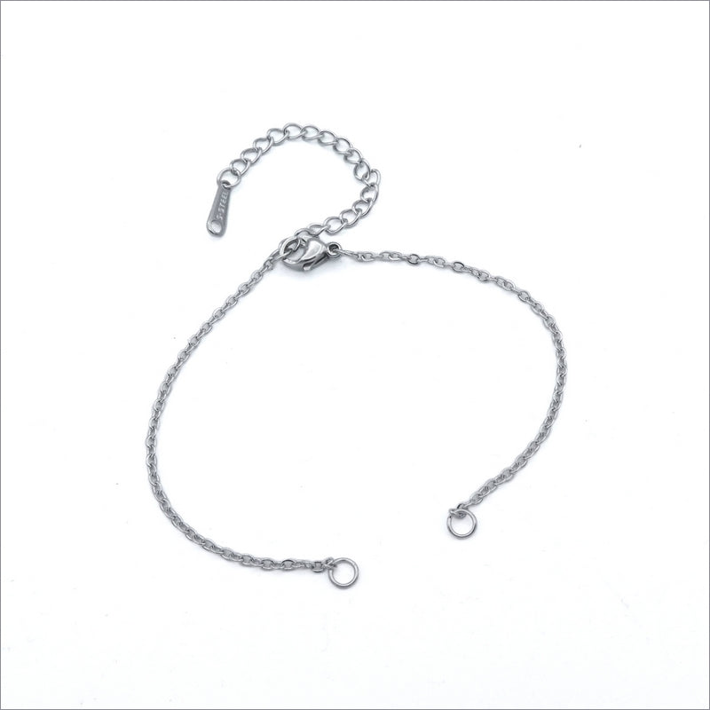 5 Stainless Steel Fine Chain Charm Bracelet Blanks
