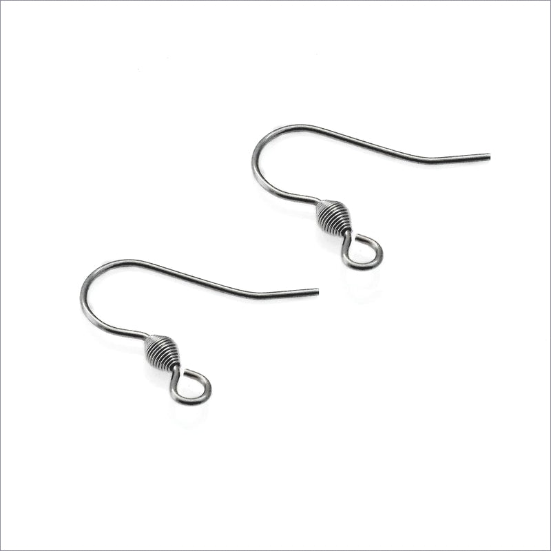 25 Pairs Stainless Steel Ear Wires Earring Hooks with Coiled Bead