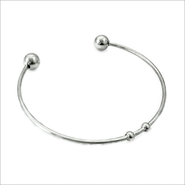 3 Stainless Steel Fixed End Plain Cuff Bangles with Stoppers
