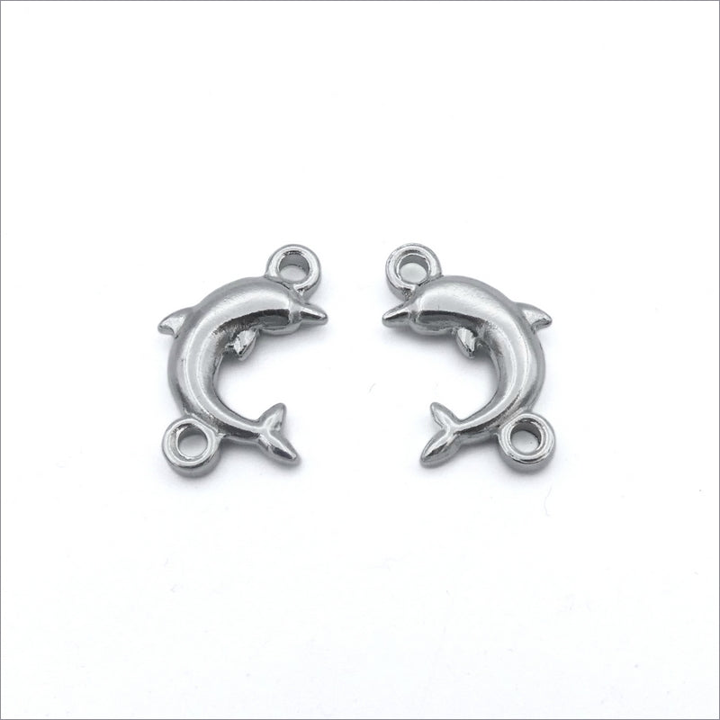 5 Solid Stainless Steel Dolphin Charm Connectors