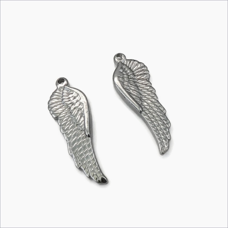 4 Stainless Steel Double Sided Angel Wing Pendants