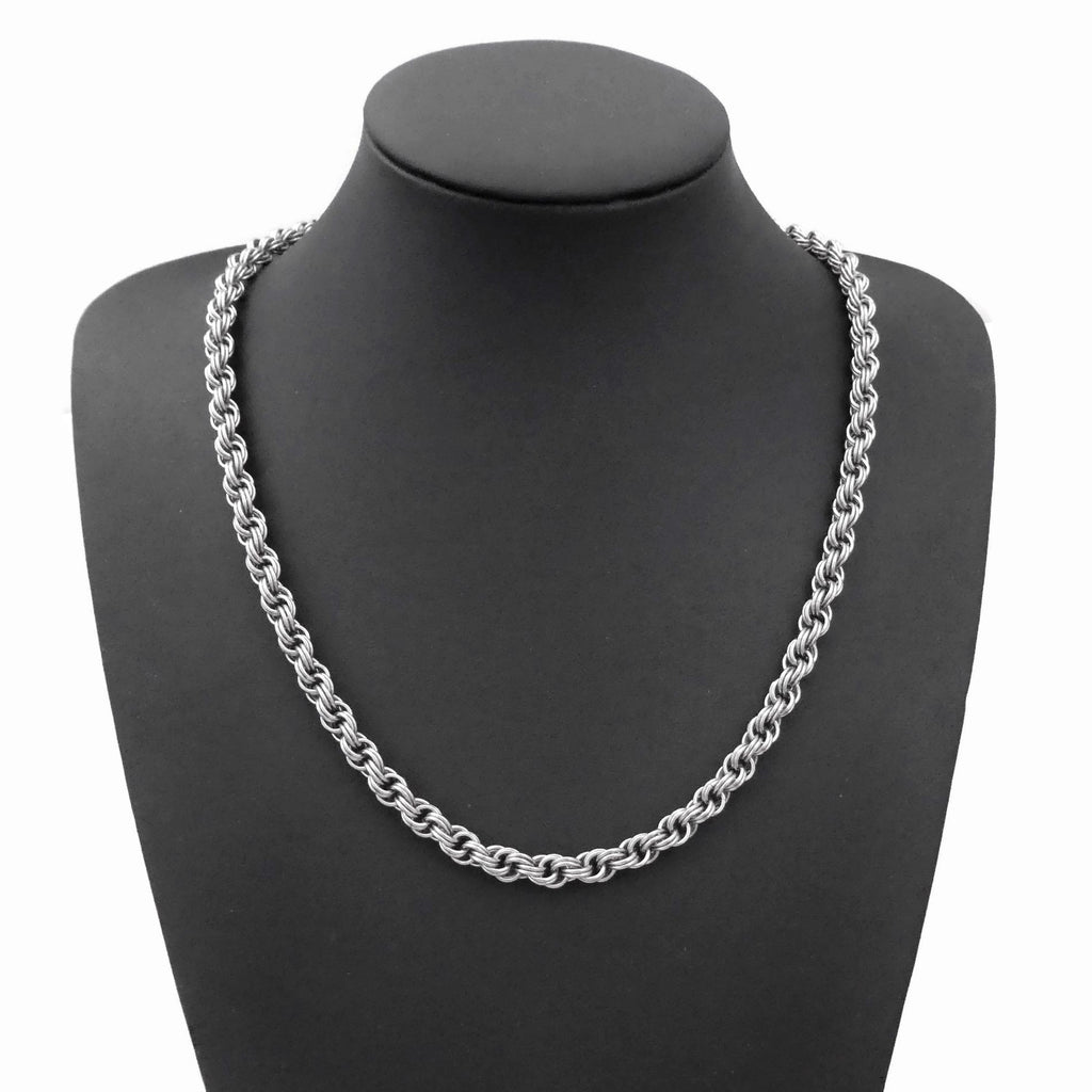Stainless Steel Double Spiral Rope Chain Necklace