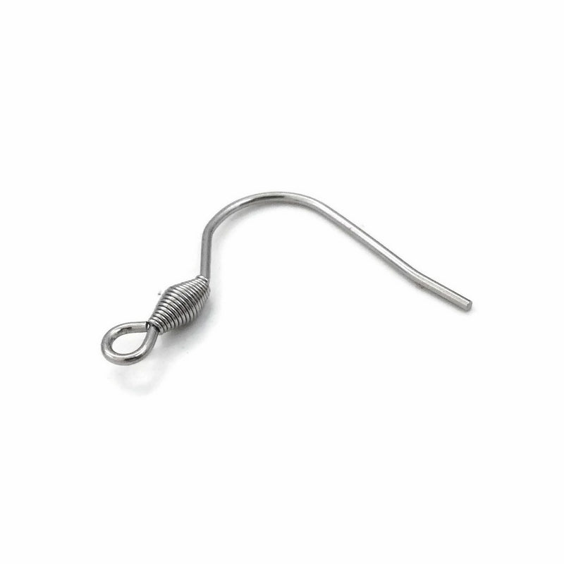 20 Pairs Strong Stainless Steel Hook Earwires with Coiled Bead