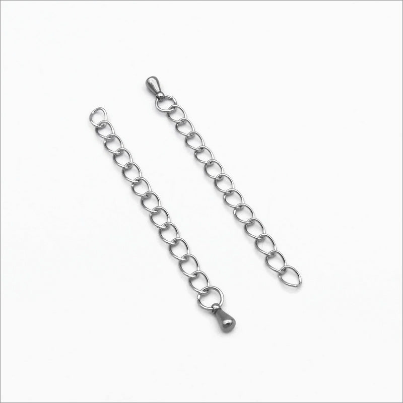 10 Stainless Steel 5.5cm Extender Chains with Teardrop Charm