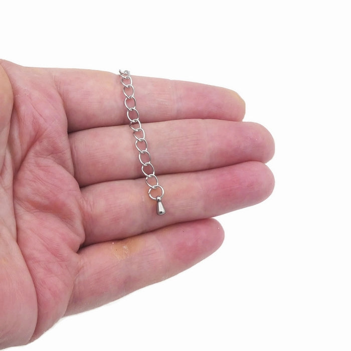 10 Stainless Steel 5.5cm Extender Chains with Teardrop Charm